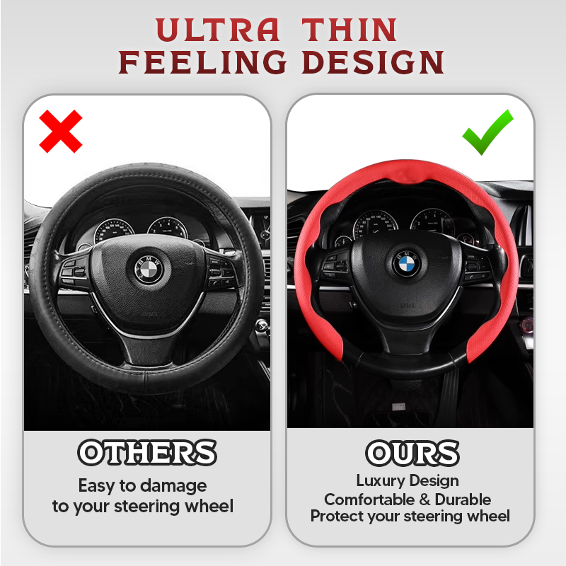 Nexi Customized Car Logo Breathable Ultra-thin 5D Leather & Carbon Car Steering Wheel Cover Universal Fit